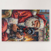Kerstman met Schotse Terriër Kerst Kunst Legpuzzel (Horizontaal)