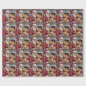 Kerstman met Shar Pei Kerst Kunst Cadeaupapier (Vlak)