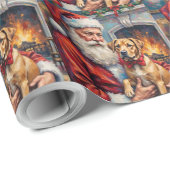 Kerstman met Shar Pei Kerst Kunst Cadeaupapier (Rol Hoek)