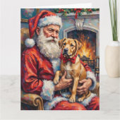 Kerstman met Shar Pei Kerst Kunst Kaart (Voorkant)