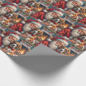 Kerstman met Sint-Bernard Kerst Kunst Cadeaupapier (Hoek)