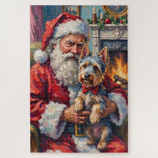 Kerstman met Skye Terrier Kerst Kunst Legpuzzel (Verticaal)