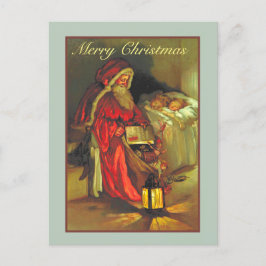 kerstman met slapende kinderen briefkaart