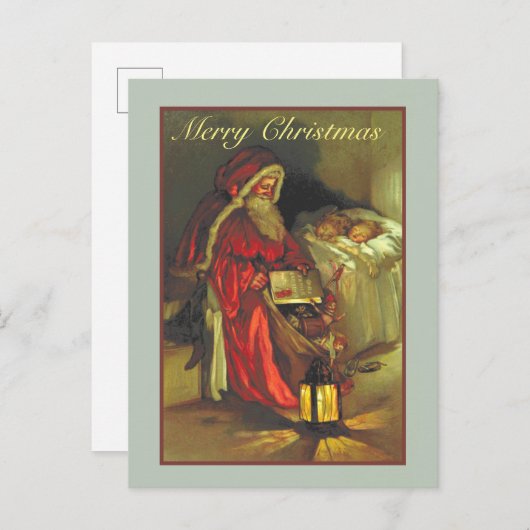 kerstman met slapende kinderen briefkaart (Voorkant / Achterkant)