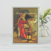  kerstman met slapende kinderen kaart (Staand voorkant)