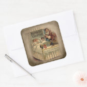 kerstman met slapende kinderen vierkante sticker (Envelop)