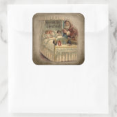 kerstman met slapende kinderen vierkante sticker (Tas)