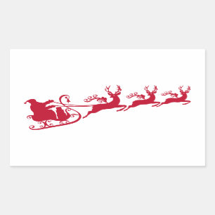 Kerstman met slee en rendier, kerstontwerp rechthoekige sticker