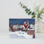 Kerstman met slee vol boeken kaart (Staand voorkant)