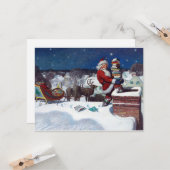 Kerstman met slee vol boeken kaart (Voorkant / Achterkant in situ)