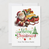 Kerstman met slee vol cadeaus Kerstmis Feestdagenkaart (Voorkant)