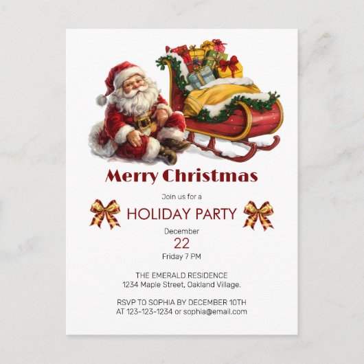 Kerstman met slee vol kerstcadeaus briefkaart (Voorkant)