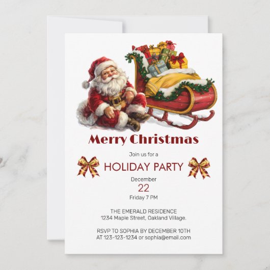 Kerstman met slee vol kerstcadeaus kaart (Voorkant)