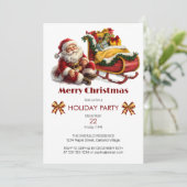 Kerstman met slee vol kerstcadeaus kaart (Staand voorkant)