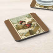  Kerstman met Sleigh Brown Bier Onderzetter (Linkerzijde)