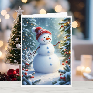 Kerstman met sneeuw, gepersonaliseerde handtekenin feestdagen kaart