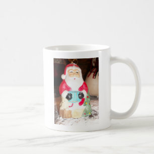 Kerstman met sneeuw kunstprint in vintage stijl koffiemok