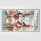 Kerstman met sneeuwman Kerst Tissuepapier (Voorkant)