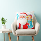 Kerstman met Sneeuwmeisje in winterkleding Kussen (Stoel)