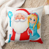Kerstman met Sneeuwmeisje in winterkleding Kussen (Deken)