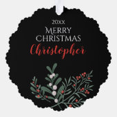 KERSTMAN met SNEEUWPOP, GEPERSONALISEERDE KERSTMIS Ornament Kaart (Achterkant)