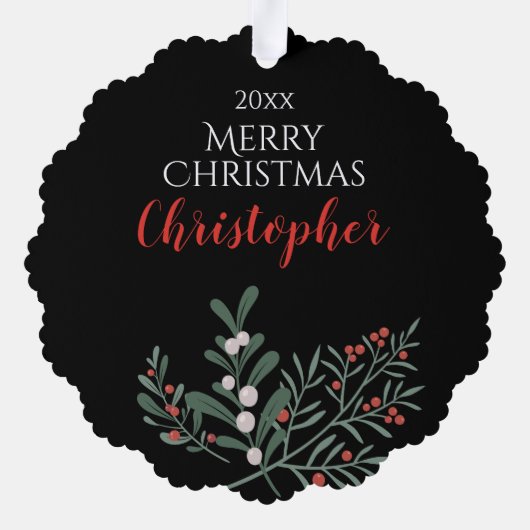 KERSTMAN met SNEEUWPOP, GEPERSONALISEERDE KERSTMIS Ornament Kaart (Achterkant)