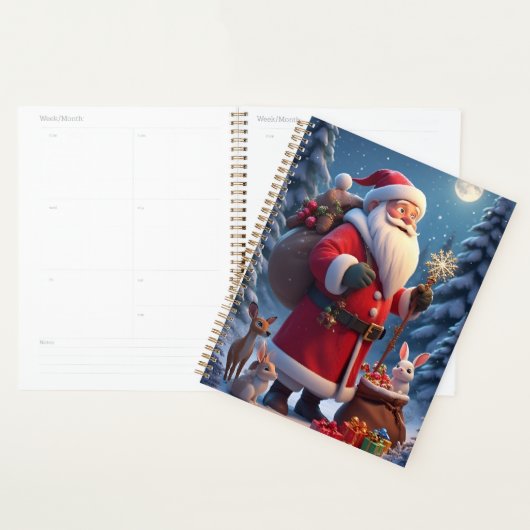 Kerstman met sneeuwvlok kerstscène planner (Display)