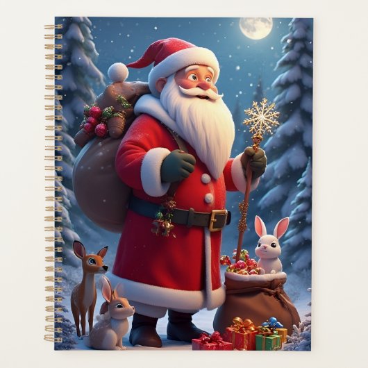 Kerstman met sneeuwvlok kersttafereel planner (Voorkant)