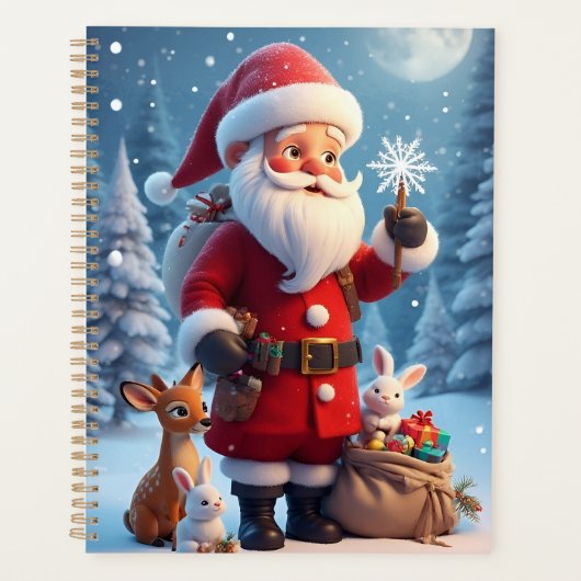 Kerstman met sneeuwvlok kersttafereel planner (Voorkant)