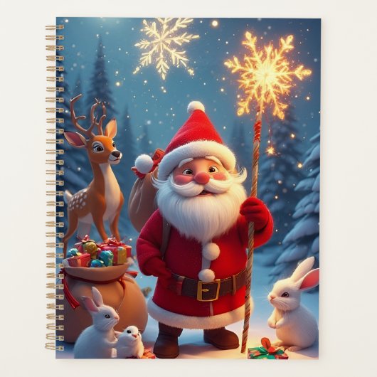 Kerstman met sneeuwvlok kersttafereel planner (Voorkant)