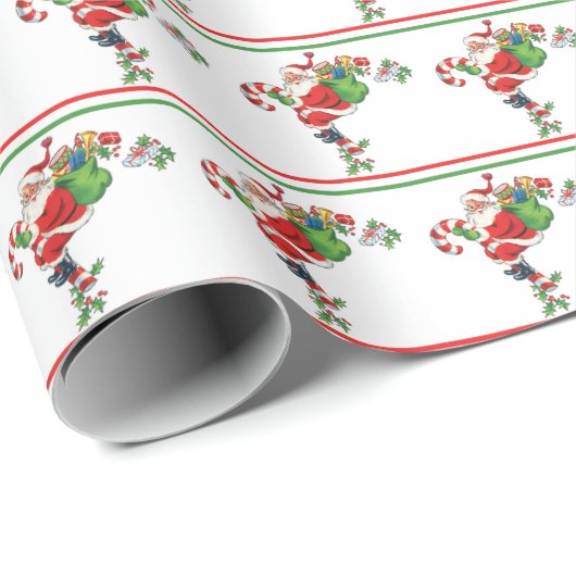  kerstman met snoepjes cadeaupapier (Rol Hoek)