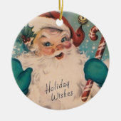  kerstman met snoepriet Retro kerst Keramisch Ornament (Voorkant)