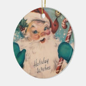  kerstman met snoepriet Retro kerst Keramisch Ornament (Links)