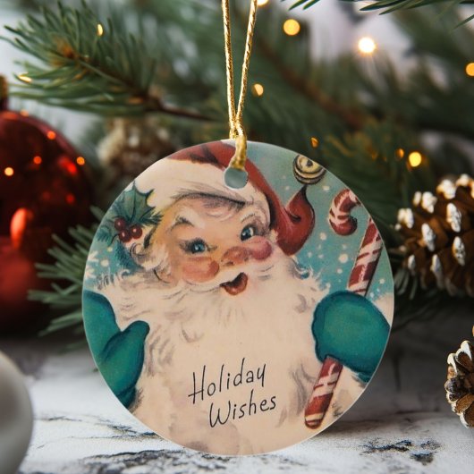  kerstman met snoepriet Retro kerst Keramisch Ornament