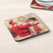 kerstman met Snowman Bier Onderzetter (Linkerzijde)