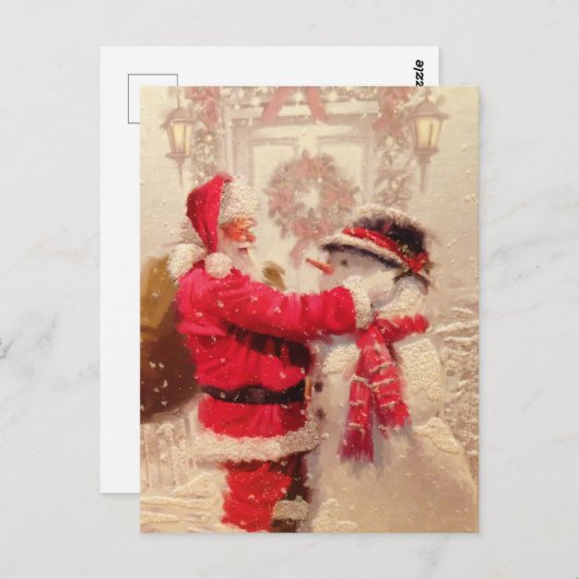 kerstman met Snowman Briefkaart (Voorkant / Achterkant)