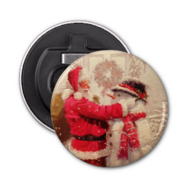  kerstman met Snowman Button Flesopener