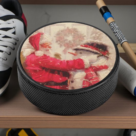 kerstman met Snowman | FEESTDAGEN Hockey Puck
