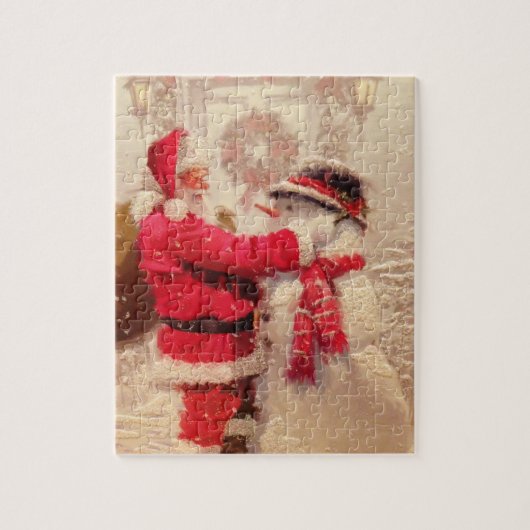  kerstman met Snowman | FEESTDAGEN Legpuzzel (Verticaal)