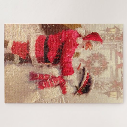  kerstman met Snowman | FEESTDAGEN Legpuzzel (Horizontaal)