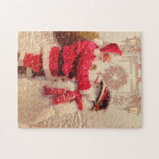  kerstman met Snowman | FEESTDAGEN Legpuzzel (Horizontaal)