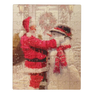  kerstman met Snowman   FEESTDAGEN Puzzel