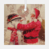  kerstman met Snowman Glas Ornament (Achterkant)