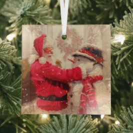  kerstman met Snowman Glas Ornament