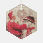  kerstman met Snowman Glas Ornament (Voorkant)
