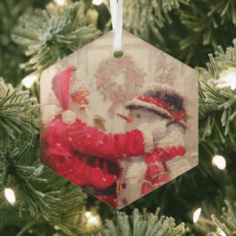  kerstman met Snowman Glas Ornament