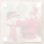  kerstman met Snowman Glazen Onderzetter (Achterkant)