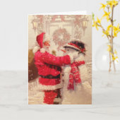 kerstman met Snowman Kaart (Gele Bloem)