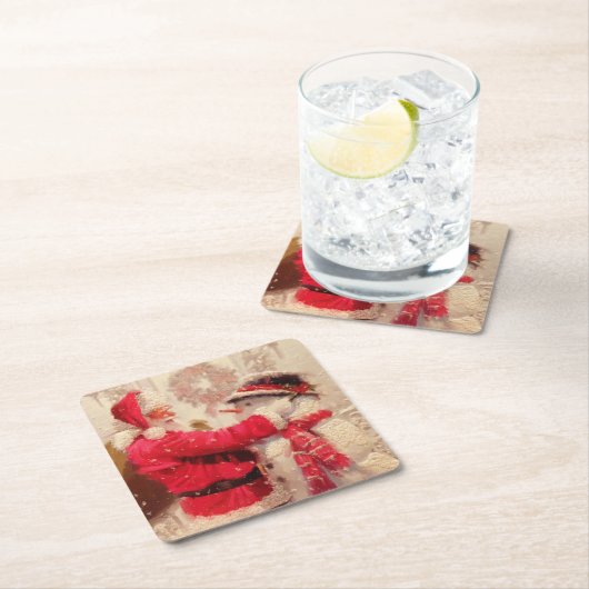  kerstman met Snowman Kartonnen Onderzetters (Insitu)