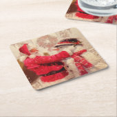  kerstman met Snowman Kartonnen Onderzetters (Schuin)